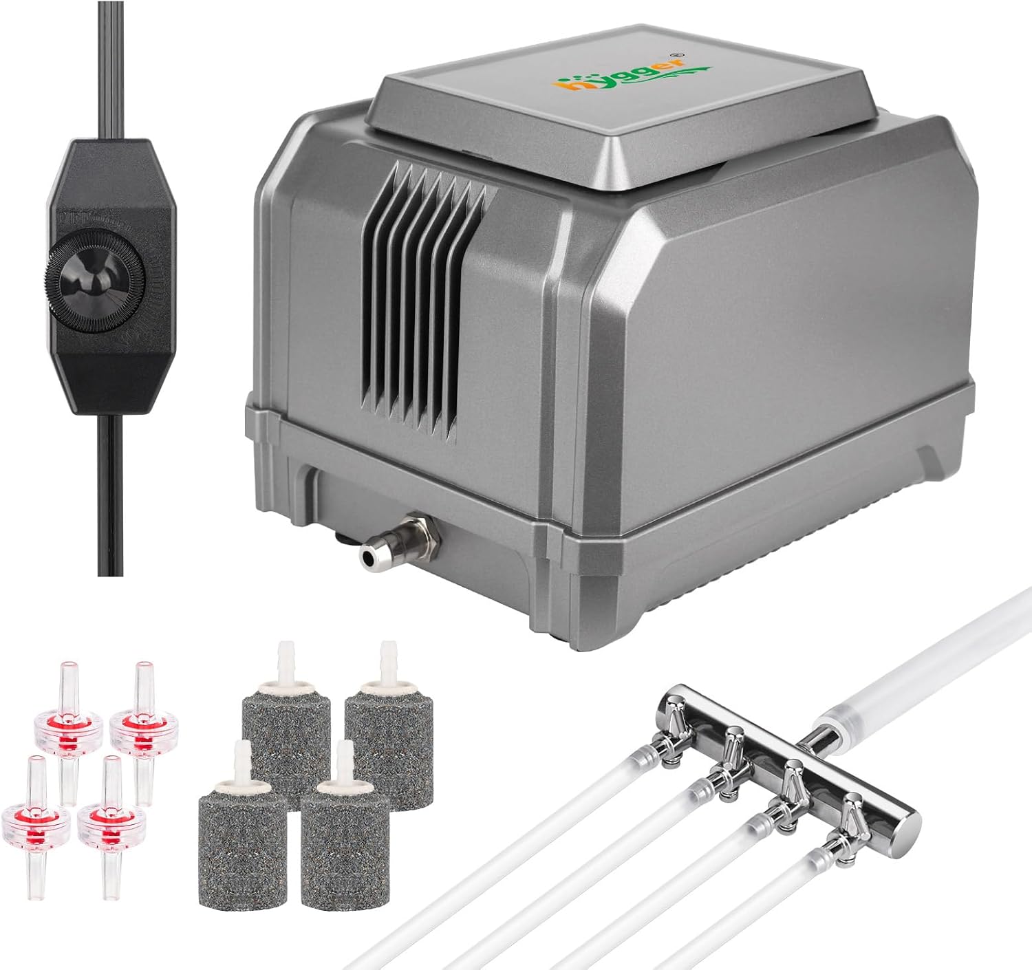 hygger Fish Tank Air Pump,1325L/H 15W Silent Aquarium Air Pump,Powerful 4 Outlets Oxygenator Air Pump Up to 3800L Aquariums