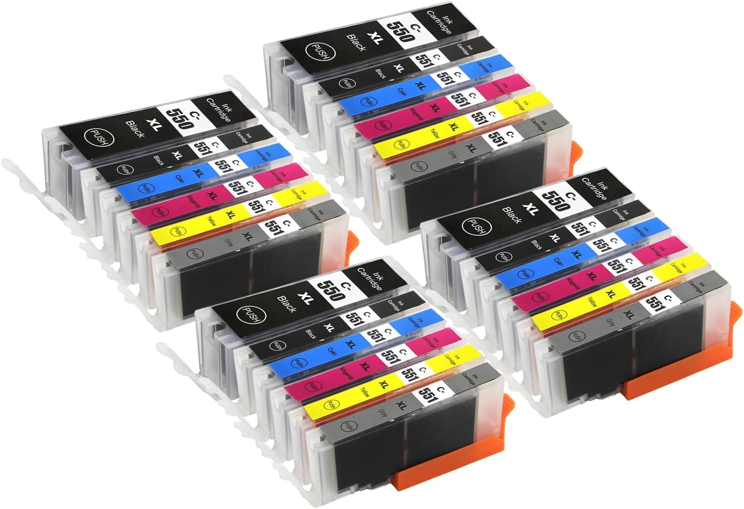 4 Go Inks Set of 6 Ink Cartridges to replace Canon PGI-550 & CLI-551 Compatible / non-OEM for PIXMA Printers (24 Pack), Multi-Colour (Black, Cyan, Magenta, Yellow),. High Capacity (XL)