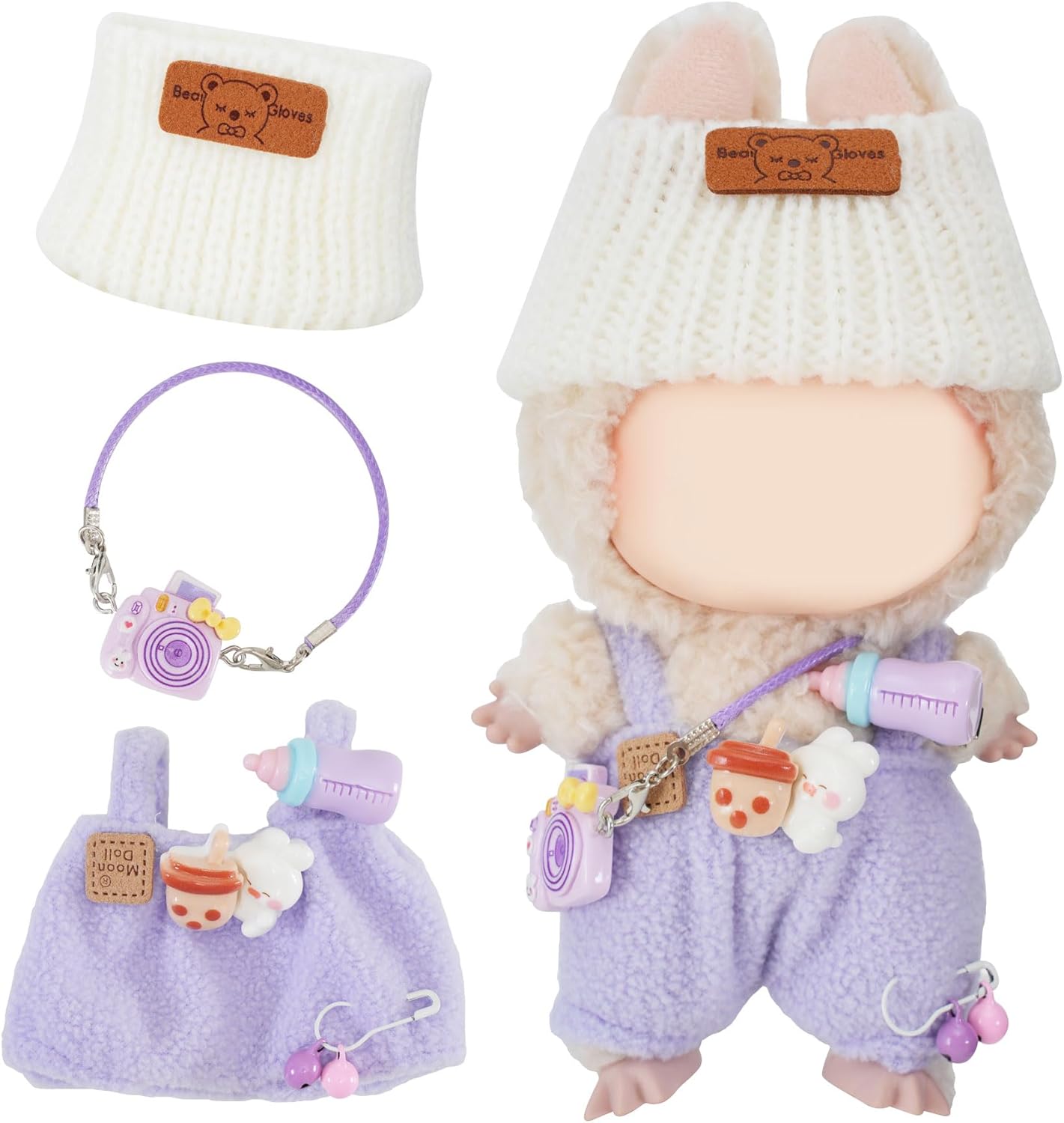 Cute Clothes for Doll Design Outfit Pop Blind Mystery Box Mart Accessories Mini La Boo-Boo Blah Bu Bu BuLafufu Ropa Plush Toy Stuff Dress Overalls Hoodie Pajamas Purple