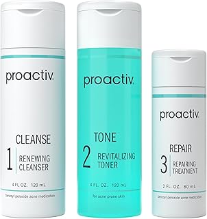 Proactiv 3 Step Acne Treatment - Benzoyl Peroxide Face Wash, Repairing Acne Spot Treatment for Face And Body, Exfoliating Toner - 60 Day Complete Acne Skin Care Kit,Multicolor