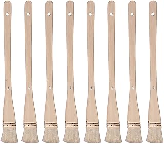 KEILEOHO 8 PCS 1 Inch Flat Hake Brushes, Creative and Professional Hake Brush for Watercolor, Soft and White Hake Brush Set with Handle for Watercolor Wash Pottery Painting
