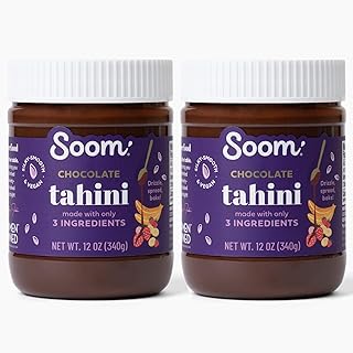 Soom Foods Chocolate Sesame Spread - 12oz (2 Pack) | Made with 3 Ingredients, Low Sugar, Dairy-Free, Nut-Free, Gluten-Free, Palm Oil-Free | 5g Protein | Better for You Chocolate Spread