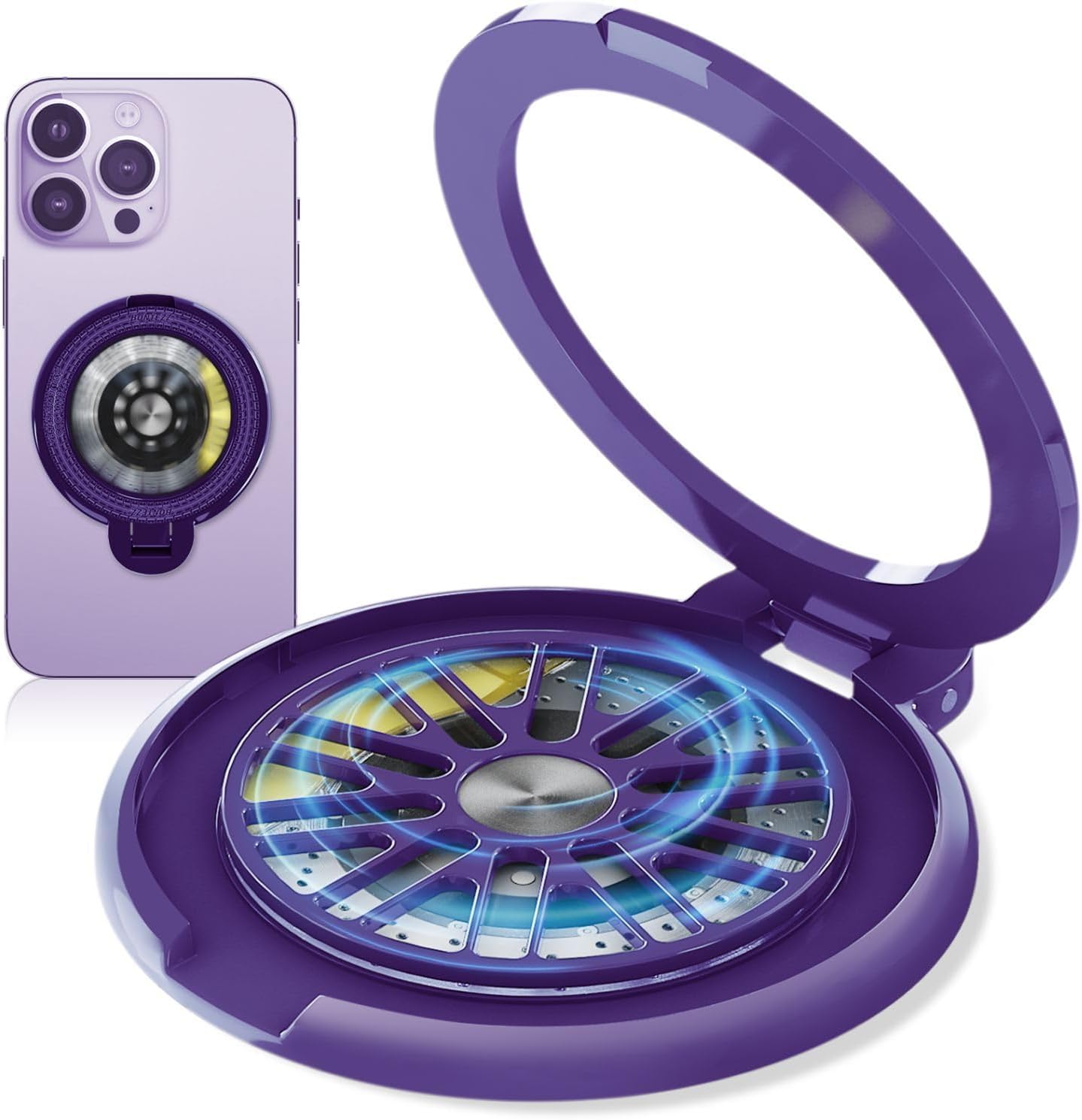 MOUJUCHI Purple Phone Ring Holder, Fidget Spinner Stress-Relief Cell Phone Grip, Rotating Spinner Magnetic Phone Mount, Adjustable Cell Phone Grips, Phone Accessories