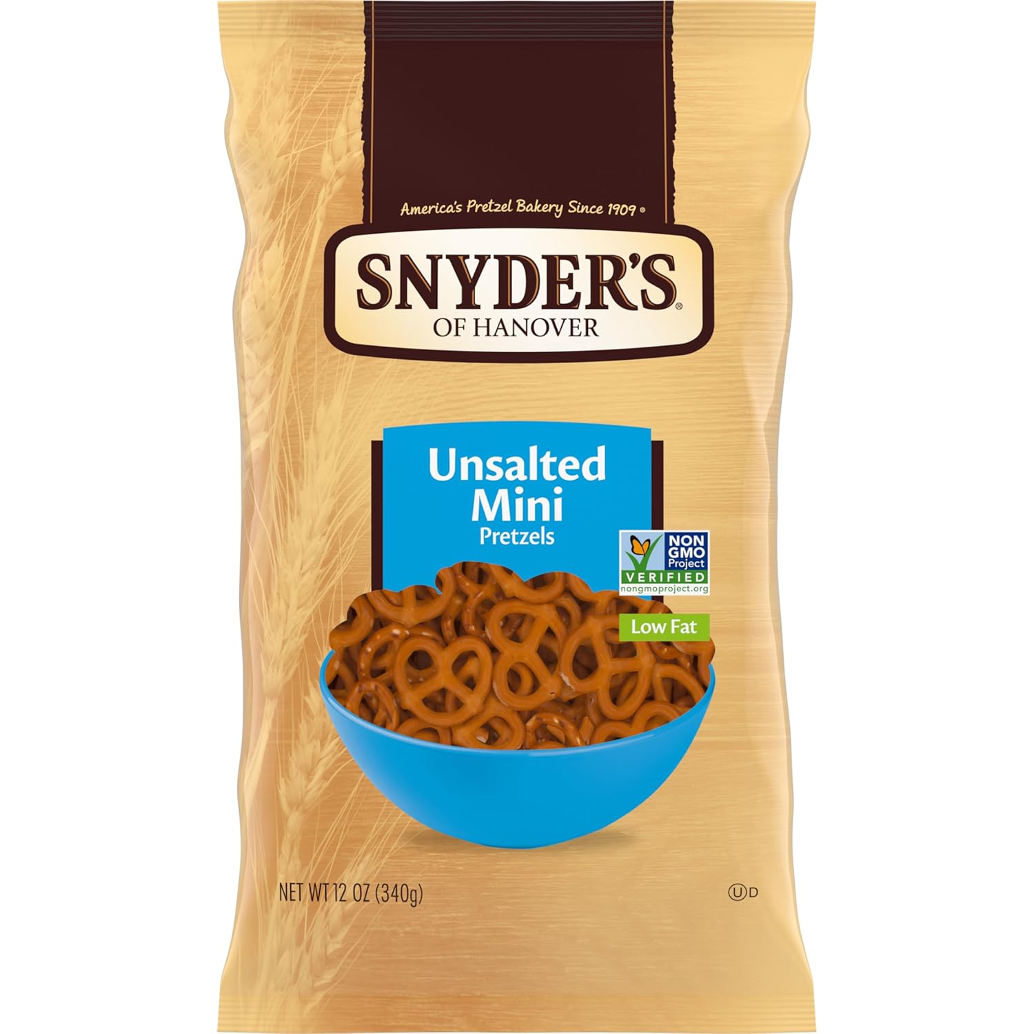 Snyder's of Hanover, Unsalted Mini Pretzels, 12 Oz Bag
