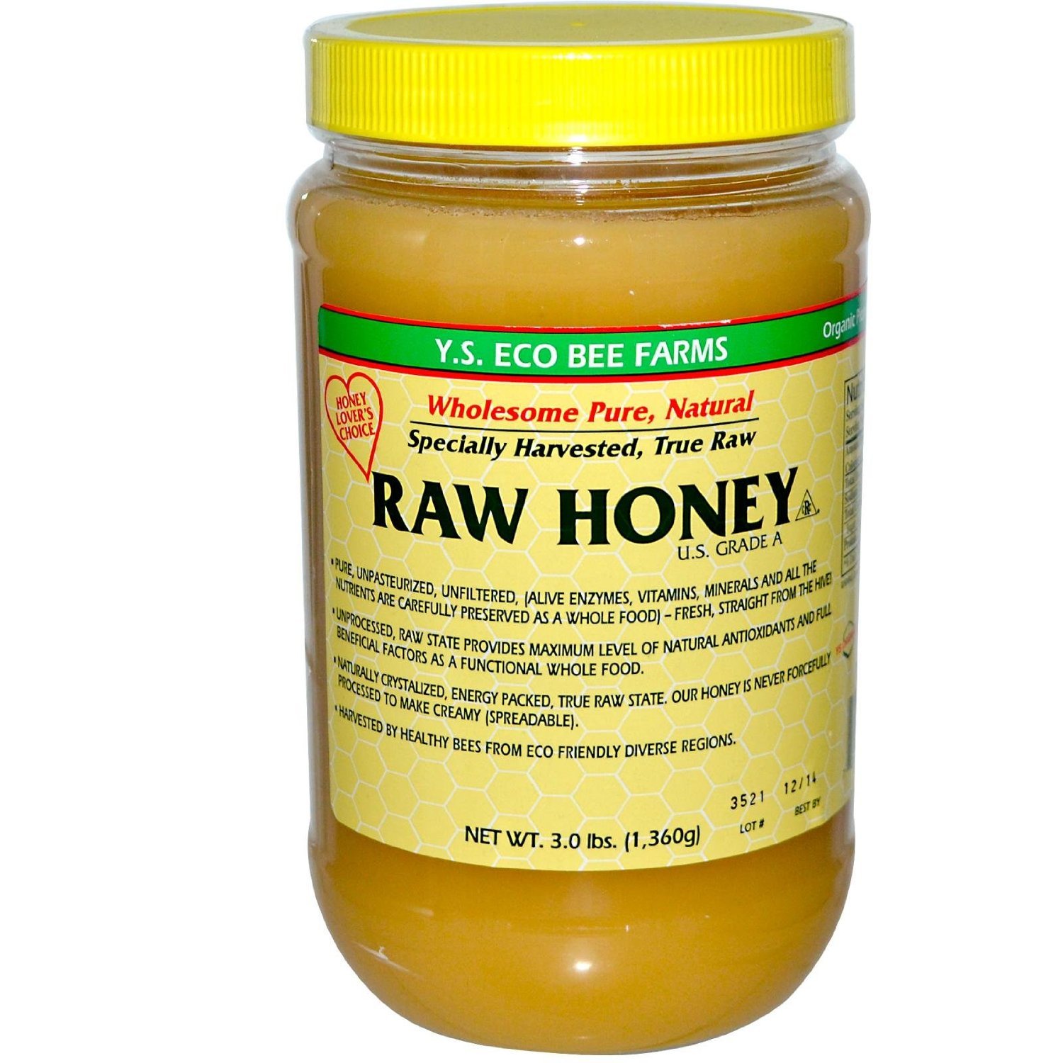 Y.S. Eco Bee Farms, Raw Honey, 3 Pounds (Pack of 2)