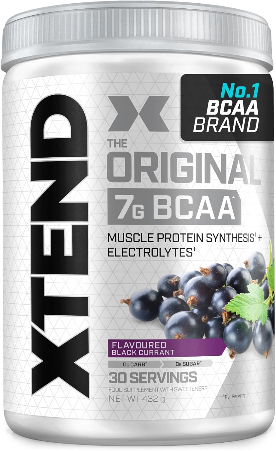 XTEND Original BCAA Powder Blackcurrant 30 Servings | 7g BCAAs Per Serving | Sugar Free Branched Chain Amino Acids and Electrolytes Powder for Post Workout Muscle Recovery and Hydration