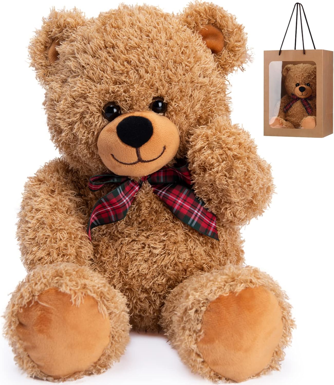 Bebamour 45cm Teddy Bear Baby Stuffed Animals Soft Toys Teddy Bears for Girs Gifts, Christening, Baby Shower, Birthday, Christmas Toys for Kids (Light Brown)