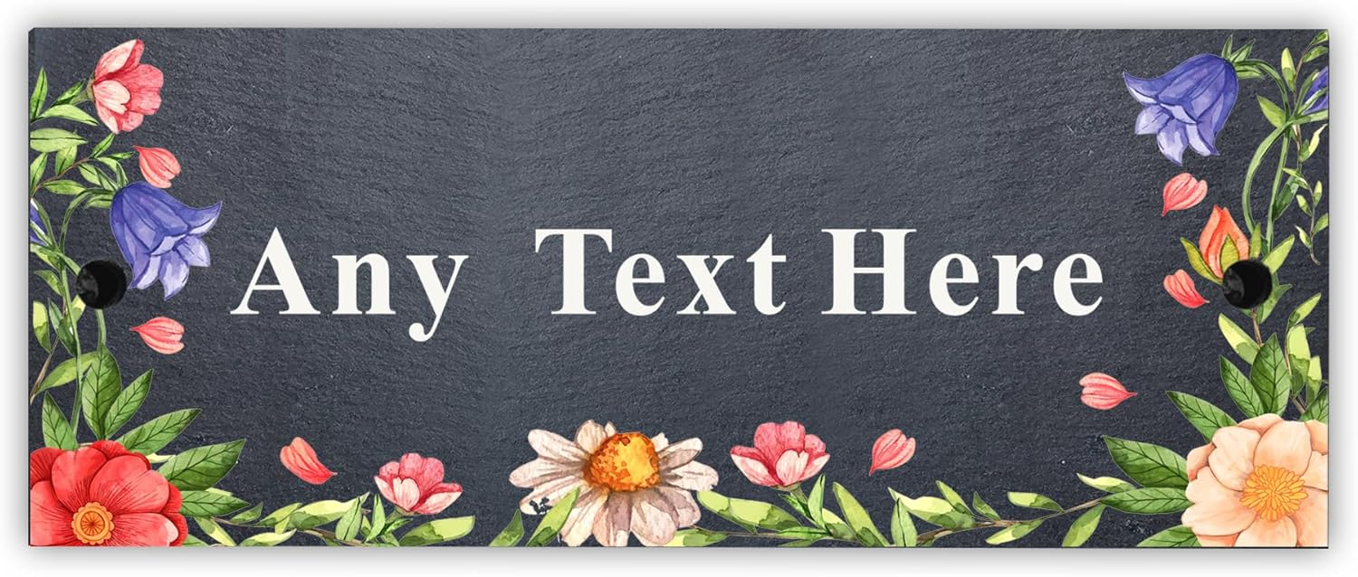 Personalised Plaque Slate House Signs Natural Slate House Numbers Plaques Welcome Sign Door Wall Sign Yard Signs Home Decor Gifts for Outside with Wall Fixings(Design 3)