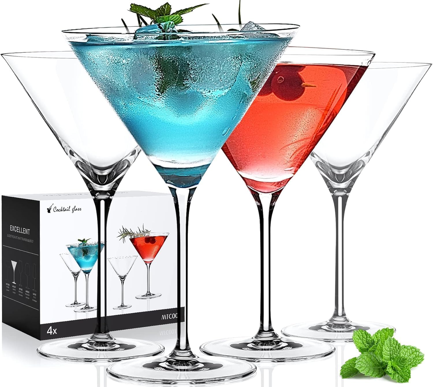 Martini Glasses Set of 4, 9oz Coupe Cocktail Glasses for Margarita