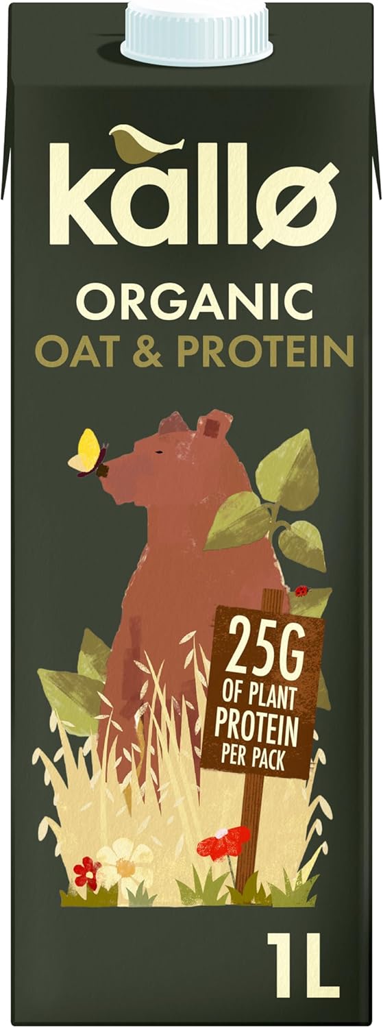 Kallo Organic Oat Milk with Protein, Made with Only 3 ingredients, Gluten-Free, Vegan Friendly, Plant-Based Protein, 6 x 1 Litre