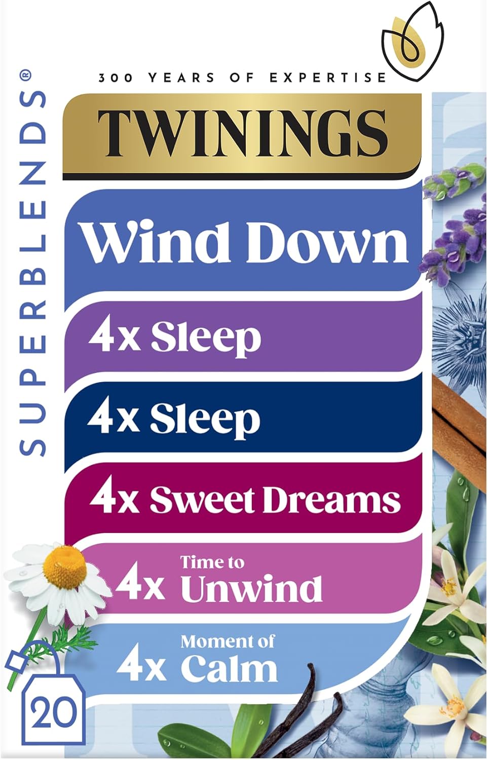 Twinings Wind Down Collection Tea Selection for Relaxation, Sleep, Calm & Unwind, 20 Tea Bags