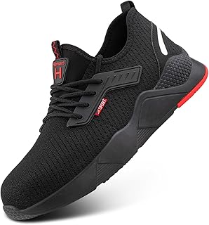 Steel Toe Shoes Mens Womens Safety Shoes Steel Toe Cap Safety Trainers Non Slip Lightweight Work Boots Mesh Breathable Industrial Sneakers Size W10/M8.5 US