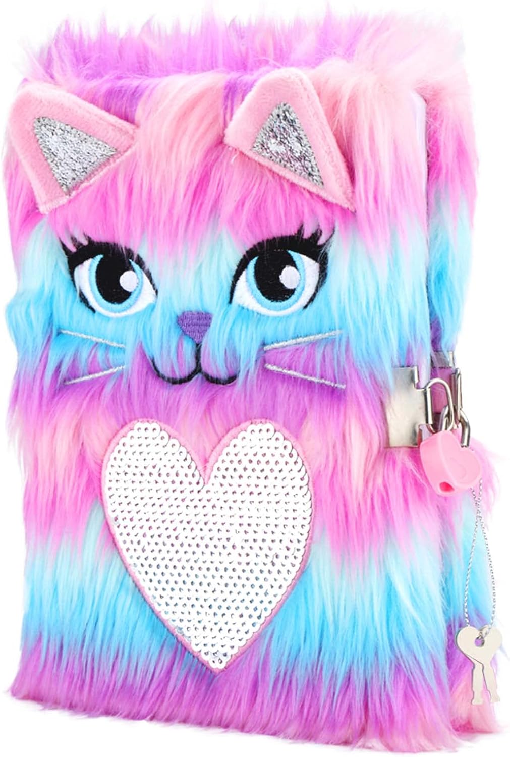 SuperStyle Diary for Girls with Lock, Fuzzy Notebook Gift for 6 7 8 9 10 11 12 Years Old Girls Boys, Secret Diary Cute Lion Writing Plush Journal Christmas Day Birthday Gift for Kids