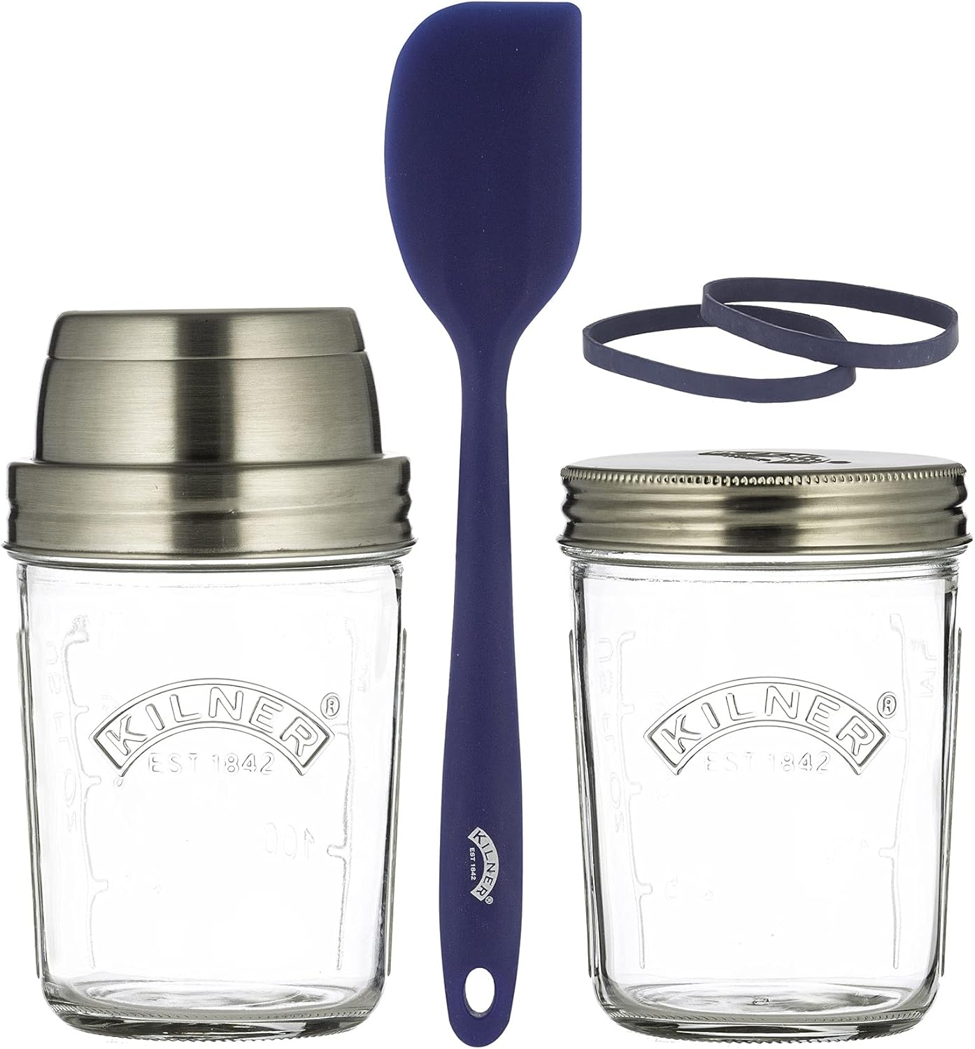 Kilner Sourdough Starter Set with 2 Glass Jars Measuring Lid Spatula and Recipe Booklet Perfect for Homemade Sourdough Bread, Pancakes, Pizza and Naan