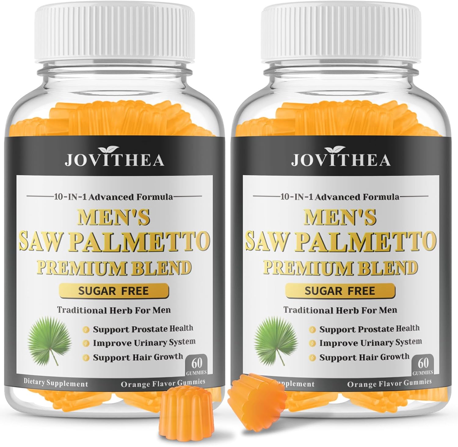 2 Pack Saw Palmetto for Men Gummies, Extra Strength DHT Blocker for Men, with Pumpkin Seed Oil & Biotin, Support Prostate, Urinary Health & Hair Growth, Hormone Balance, Sugar Free, Vegan, 120ct