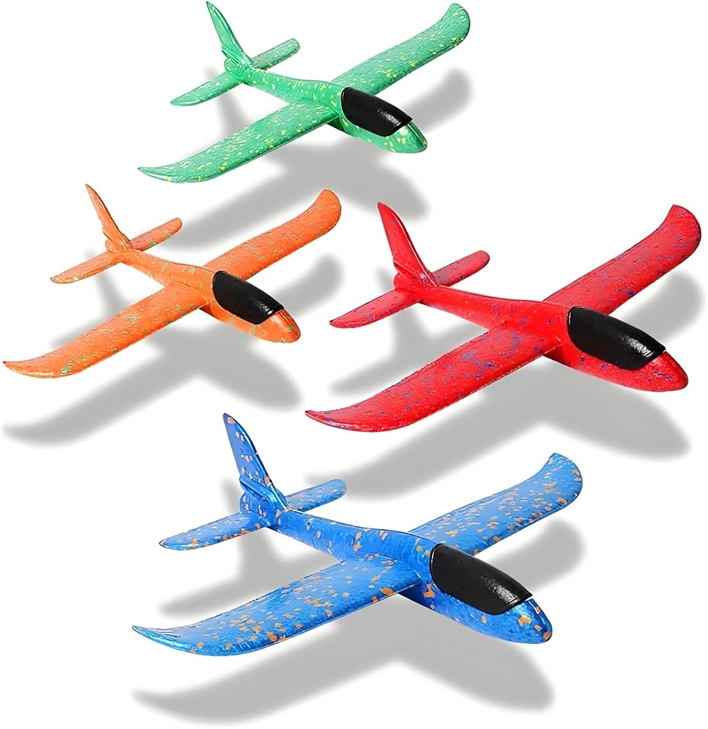 ZPSCXQ Foam Glider, 4 Pack Assorted Colors, Foam Glider Planes for Kids, Outdoor Flying Toys, Lightweight EPP Material, Aeroplane Toys for Ages 3-12