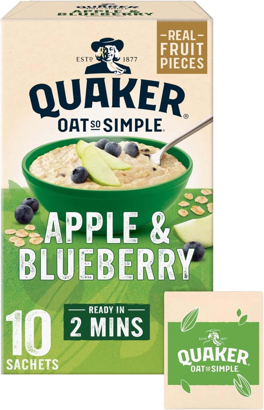 Quaker Oat So Simple Apple and Blueberry Porridge Sachets, 10x36 g