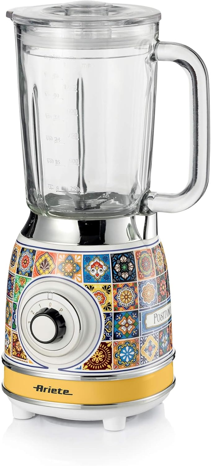 Ariete 583 Positano Blender with 1.5 Litre Glass Cup, 4 Stainless Steel Blades, 4 Speeds + Pulse, 1000 Watts