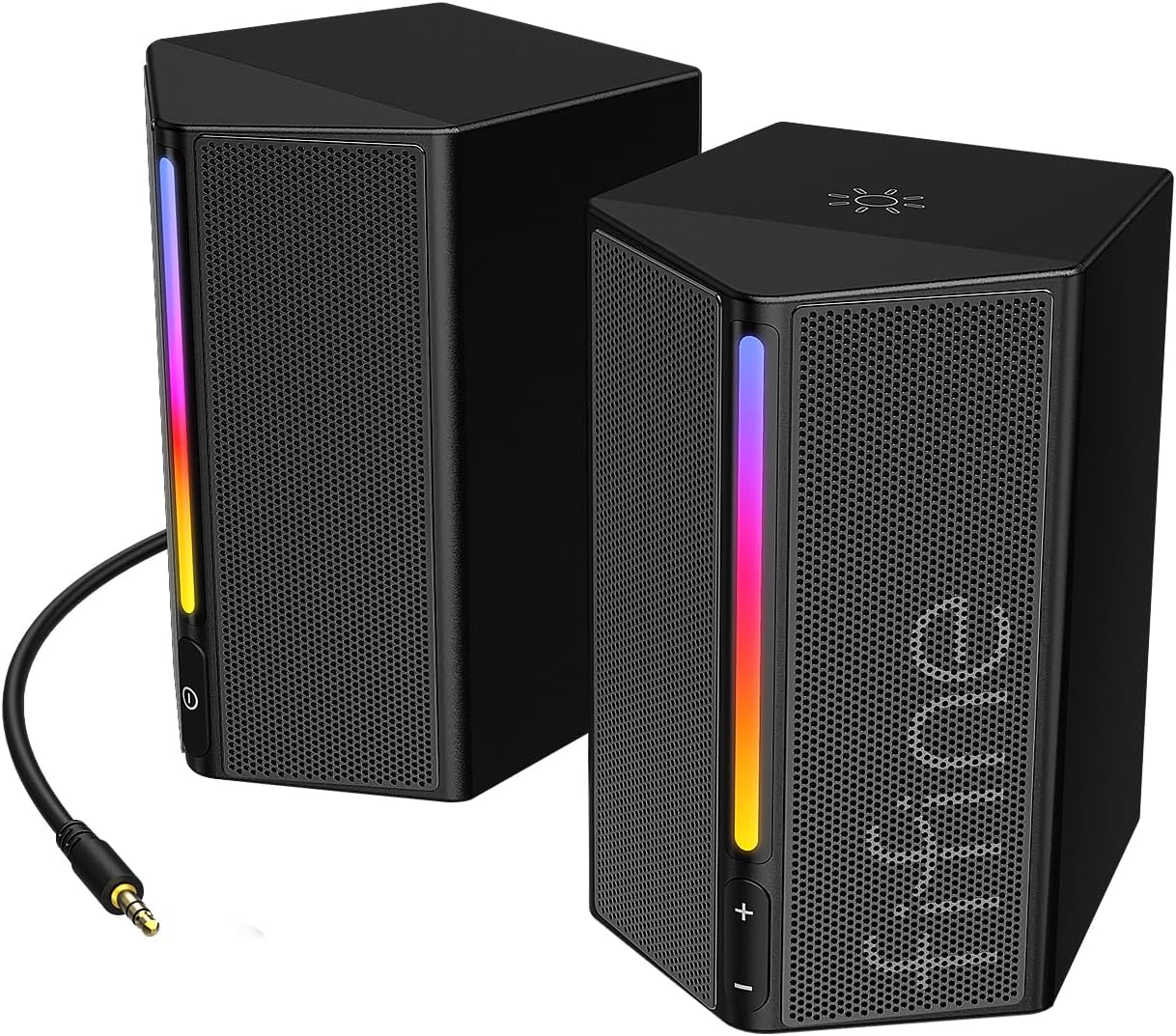 FIFINE RGB Gaming Speaker for Computer,Monitor,USB PC Wired Speakers with 3.5mm Aux Audio Cable,Volume Control for Laptop Desktop Projector -Ampligame A20