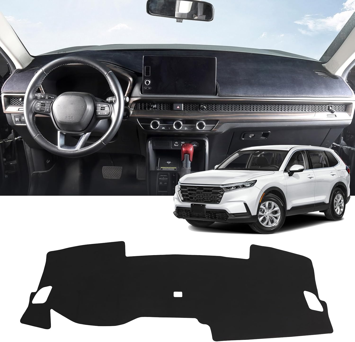 Dash Cover for Honda CRV 2023 2024 2025 2026 Hybrid (Include HEV) Accessories Flannel Dashboard Cover Dash Mat Center Console Cover Sunshield Protector Pad (Without HUD)