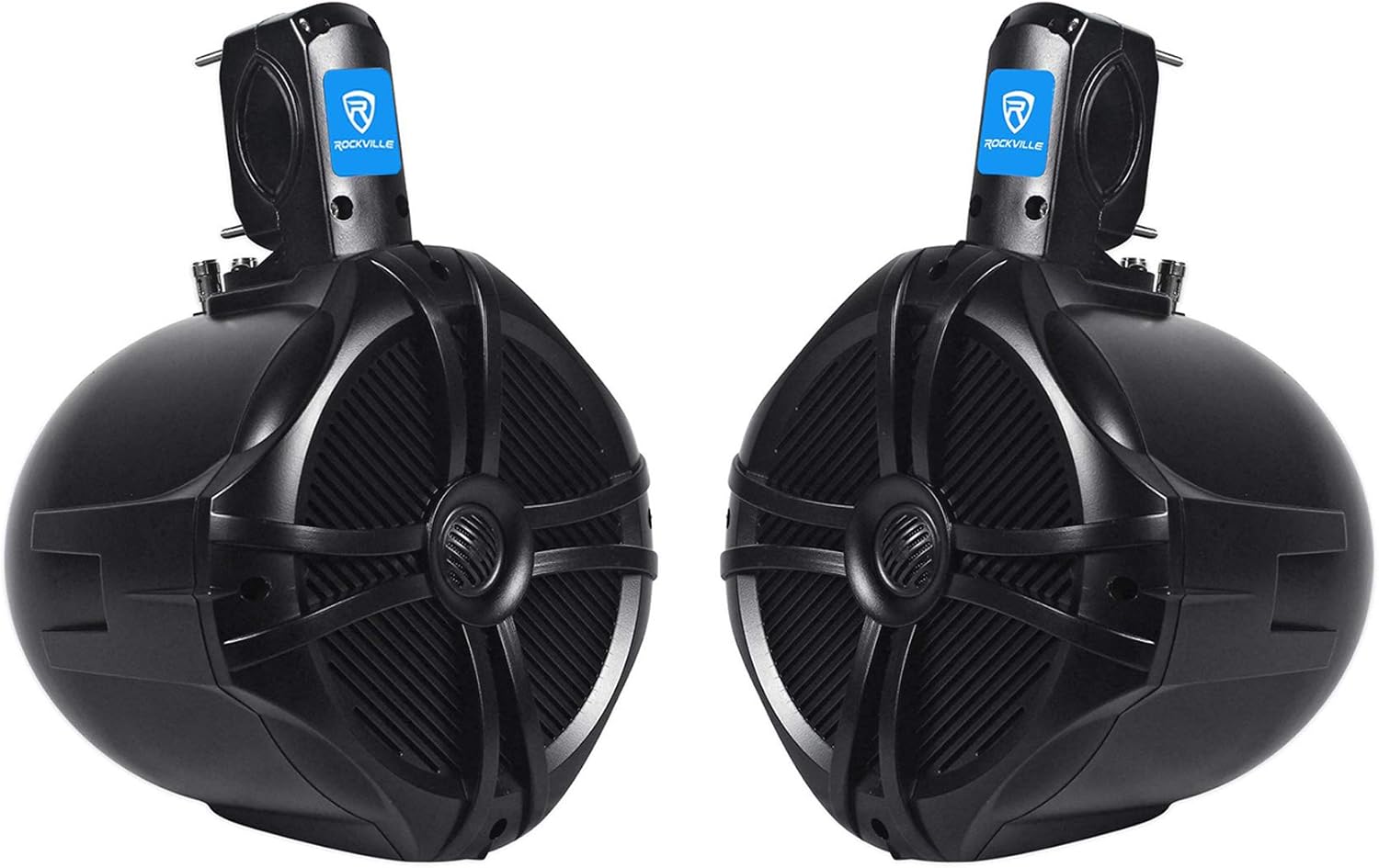 Rockville RWB80B Pair 8" 2-Way Marine Wakeboard Tower Speakers, 600W Peak/400W RMS, 4 Ohm, Waterproof, High-Fidelity Sound, for Boat, Jeep, and ATVs