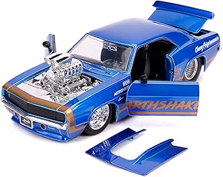 Jada Toys Bigtime Muscle 1:24 1969 Chevy Camaro Earthshaker Die-cast Car Candy Blue, Toys for Kids and Adults