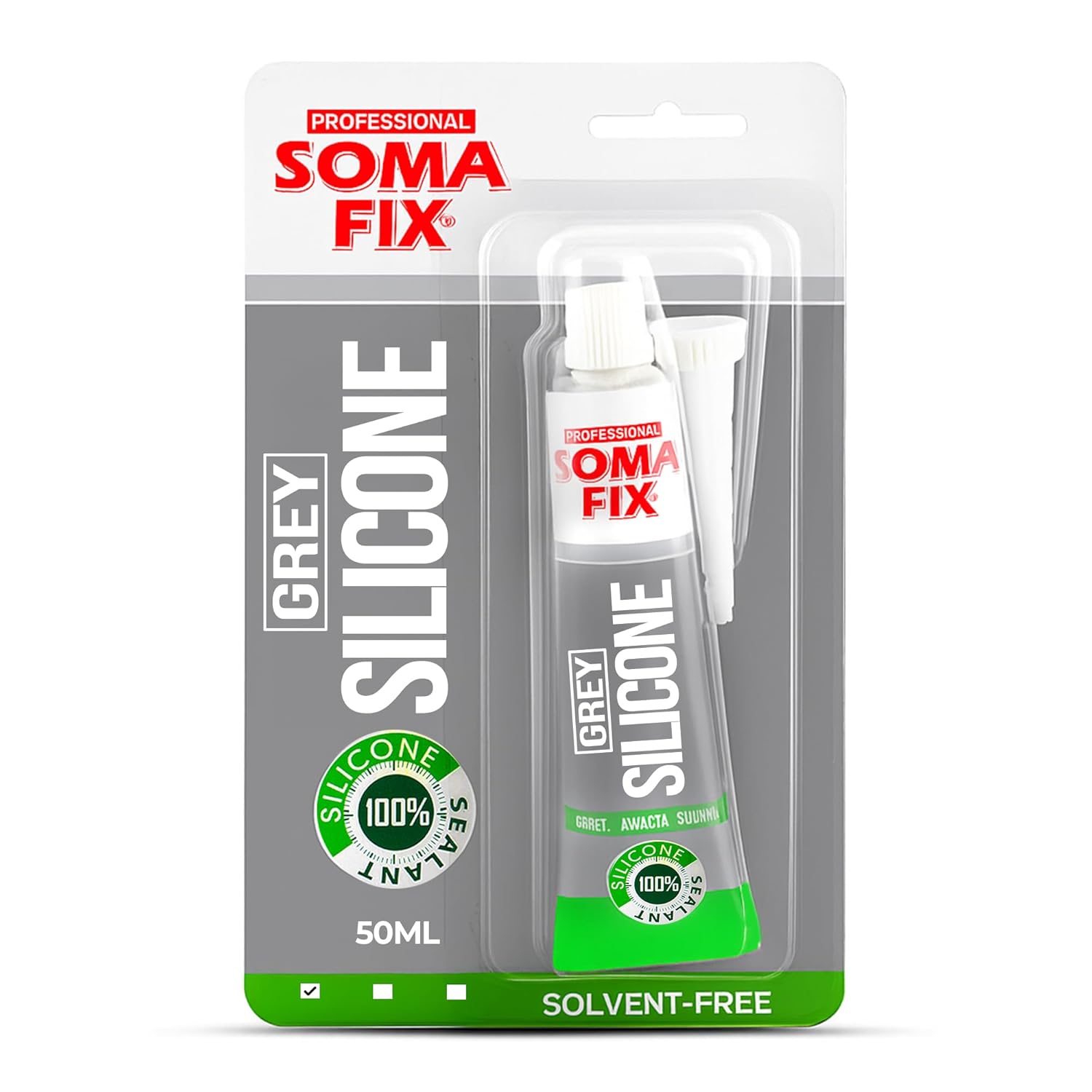 Silicone Sealant - Flexible Silicone Tube for Wood, Parquet, Bathroom, Sink, Windows - Multi-Purpose, Waterproof (Grey, 50ml)