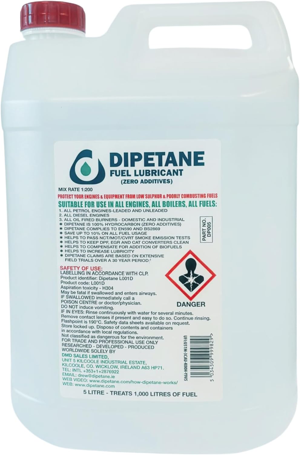Dipetane 5L Fuel Additive | Improve Fuel Economy | Reduce Emmisions | DPF Cleaner Diesel and Petrol | Flush and clean Engine, Injector and EGR valve