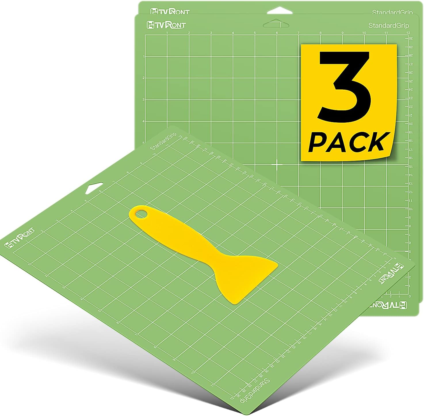 HTVRONT Standard Grip Cutting Mat, 3 Pack Cutting Mat 12x12 Compatible with Cricut Maker 3/Maker 4/Maker/Explore 3/4/Air 2/One, Standard Adhesive Sticky Quilting Cutting Mats Replacement Accessories
