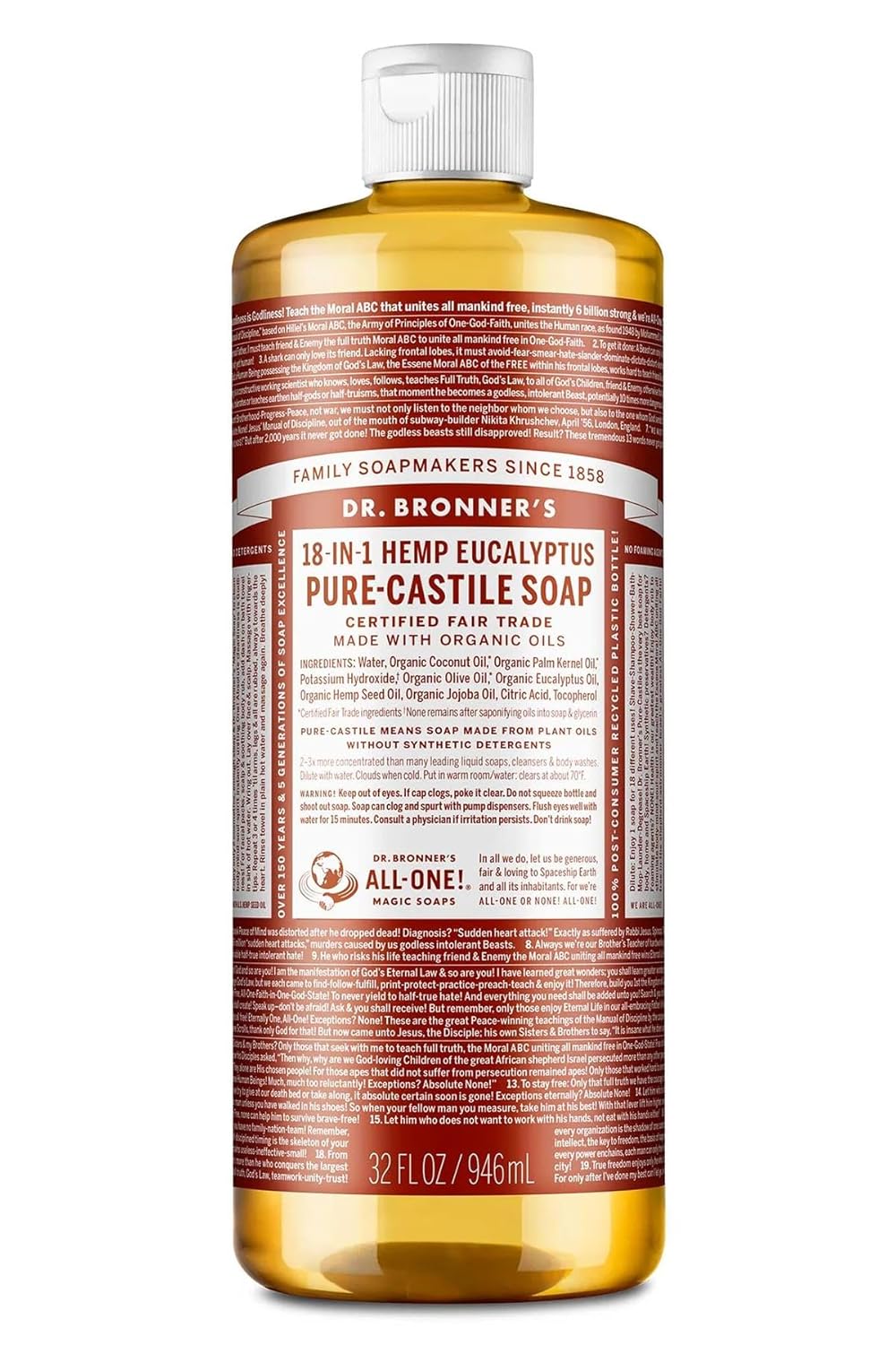 Dr Bronner Soap Liq Eucalypts 32 Ounces (6 pack)