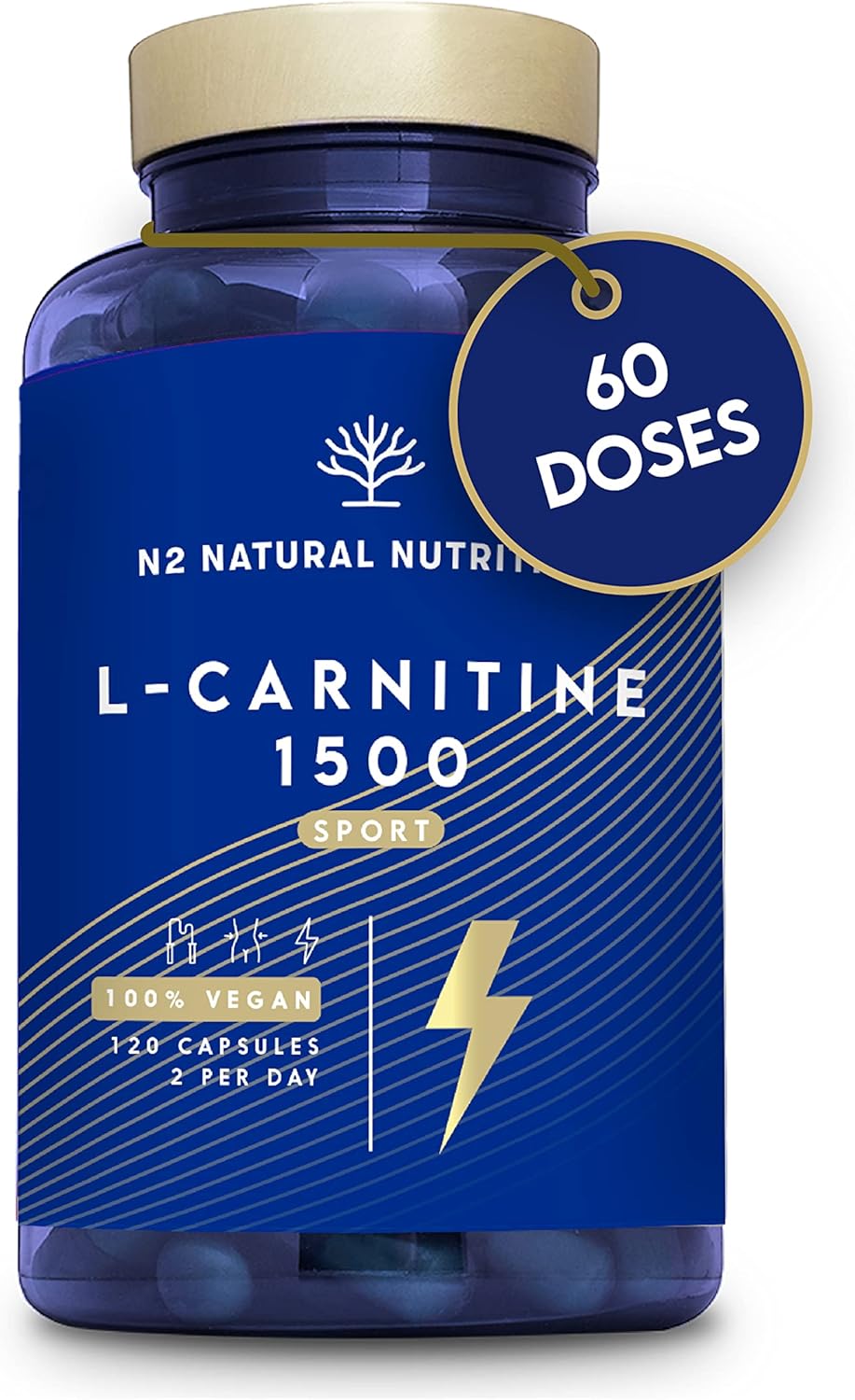 Natural L CARNITINE 1500mg. Fat Burner Pills Supplement. Improves Sports Performance, Weight Loss & Provides Energy Resistance. 120 Vegetable Capsules. UK Vegan Certified. N2 Natural Nutrition.