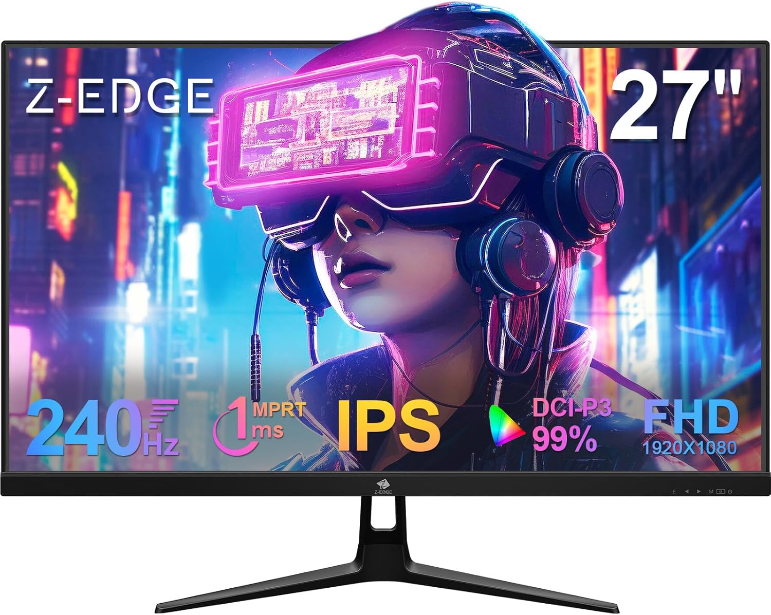 Z-Edge 27-inch Gaming Monitor 1920x1080 IPS 240Hz Gaming Monitor 1ms Frameless LED, UG27PJ AMD Freesync Premium Display Port HDMI