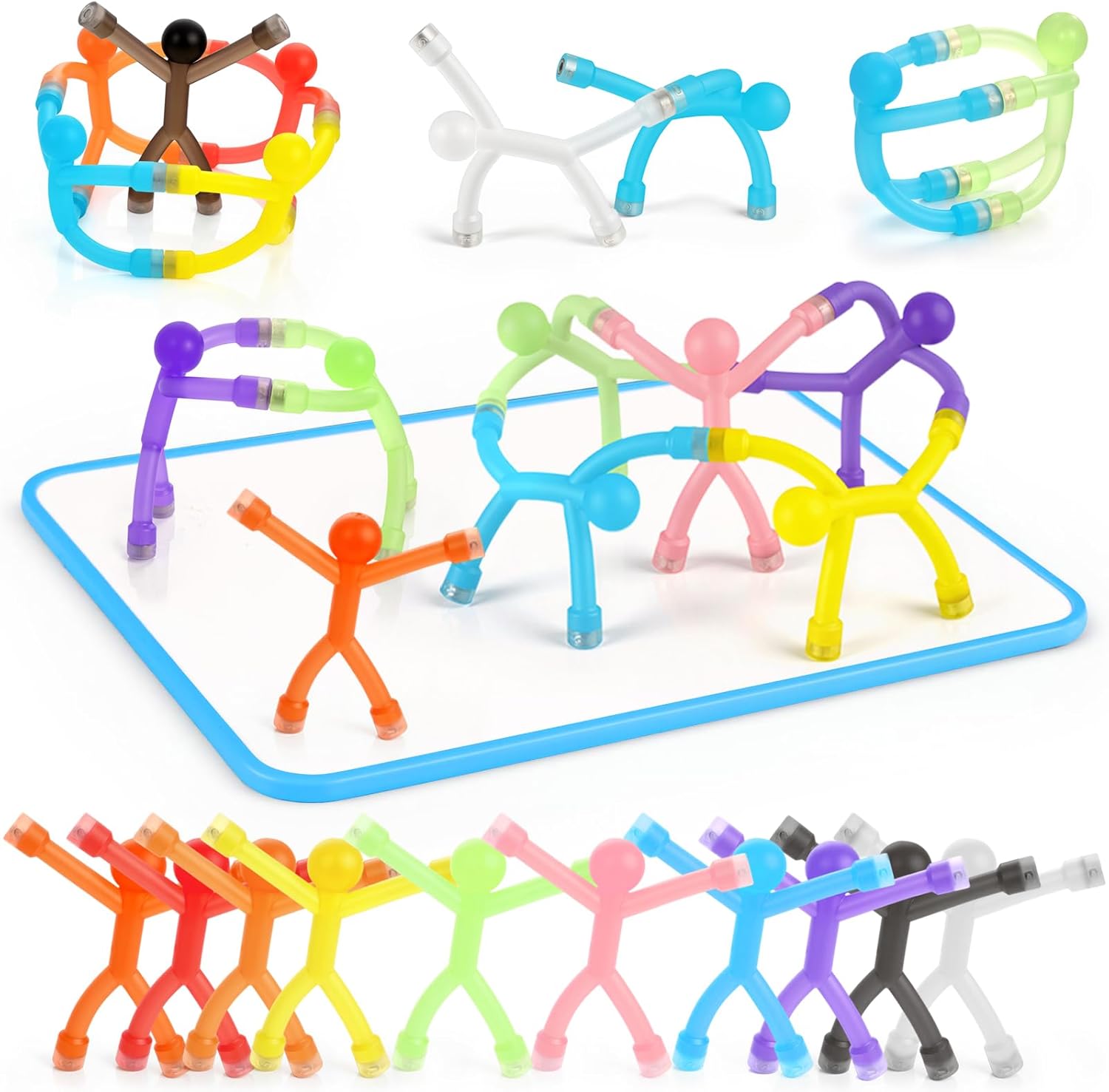 3 otters 24PCS Magnetic People, Magnet Men with White Board Fridge Magnets Sensory Fidget Toys for Classroom Prize Goodie Bag Stuffers