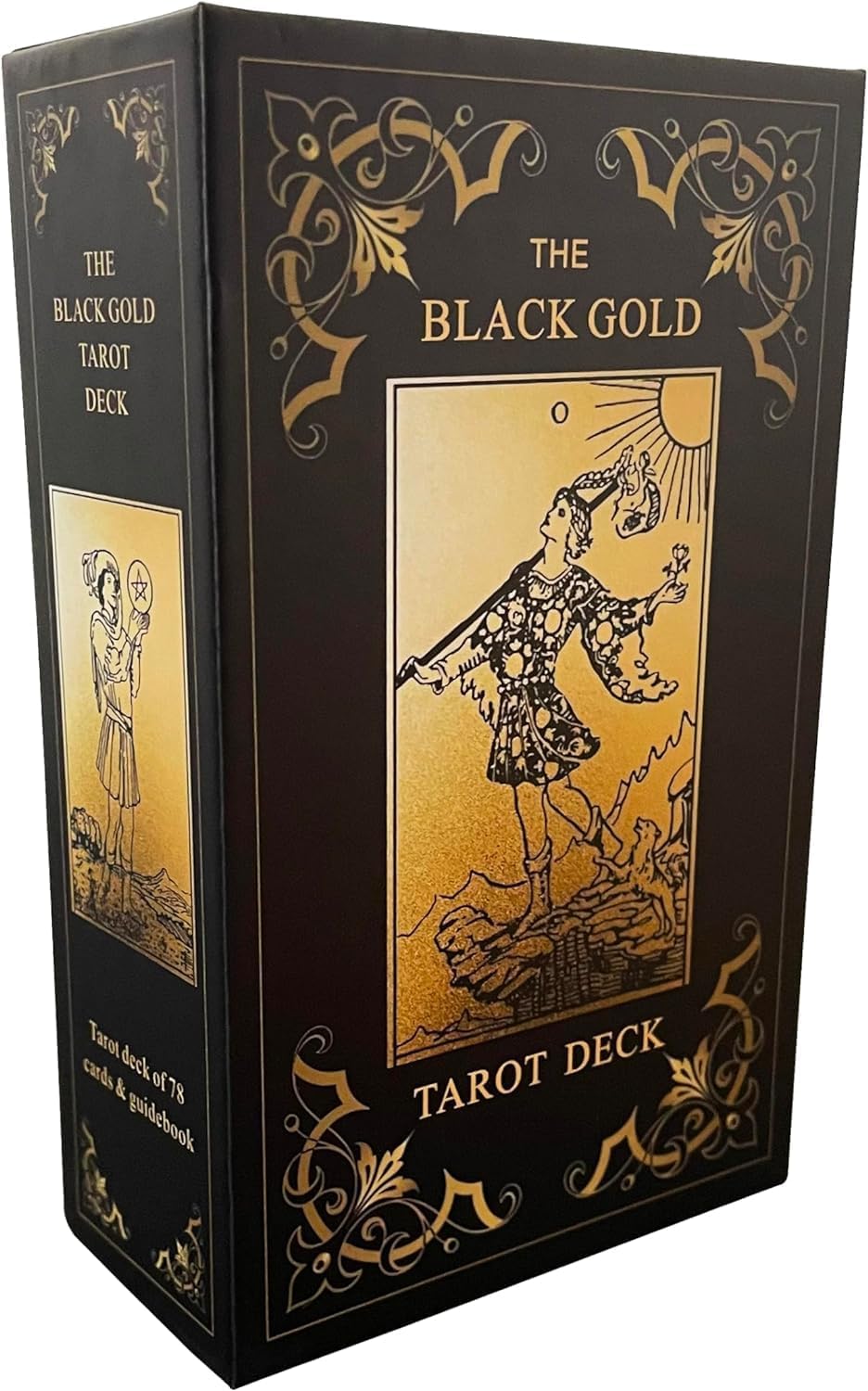 Black Gold Tarot Cards Set, Tarot Cards for Beginners with Meanings on Them, Tarot Cards Deck with Guide Book, Gold Gilded Edges