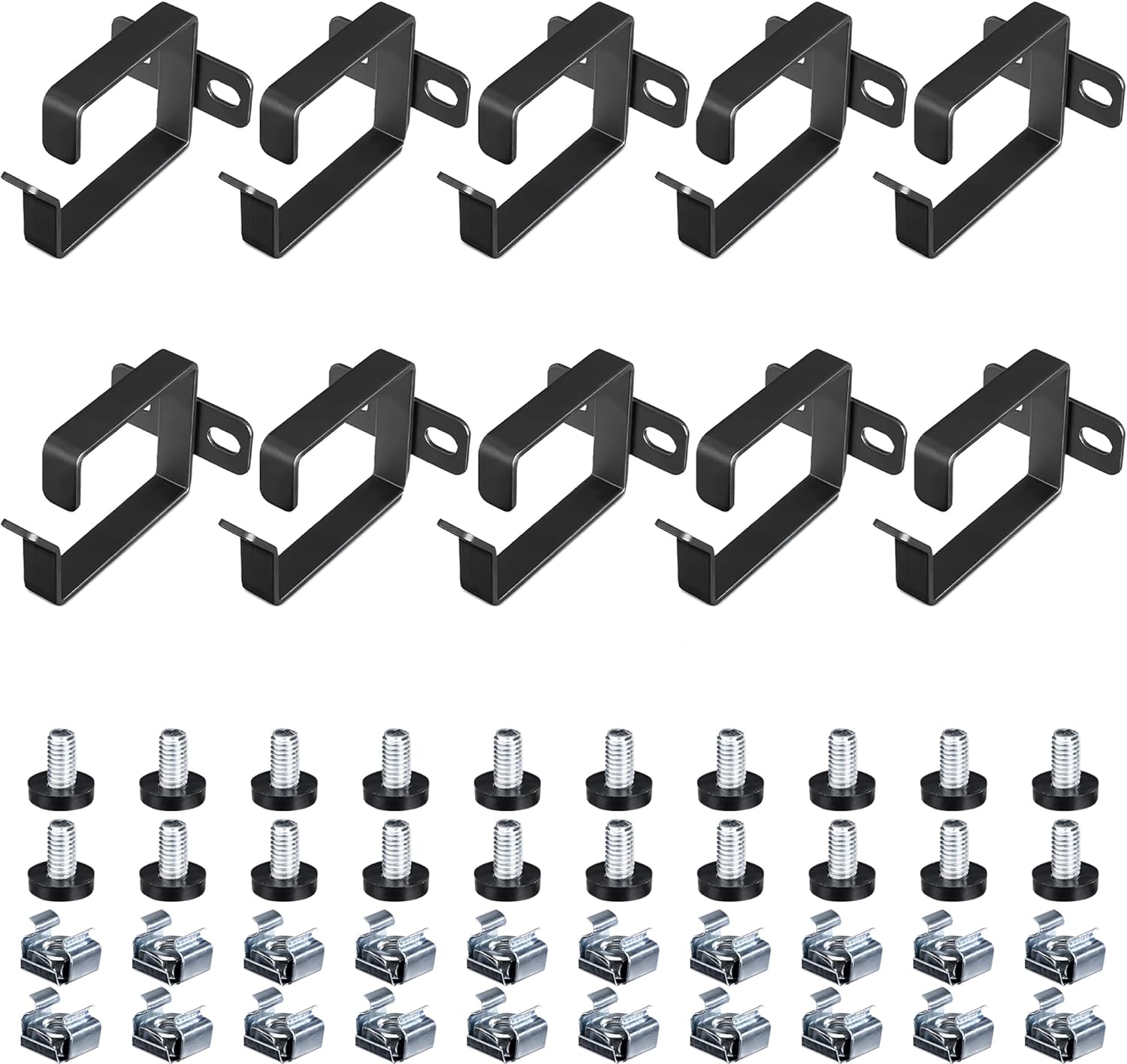 kwmobile Server Rack Cable Management D-Ring Hooks (10 Pieces) - Bracket Organizer Hook Mount Set for Network Patch Cables, Fiber Optic, Power Cords