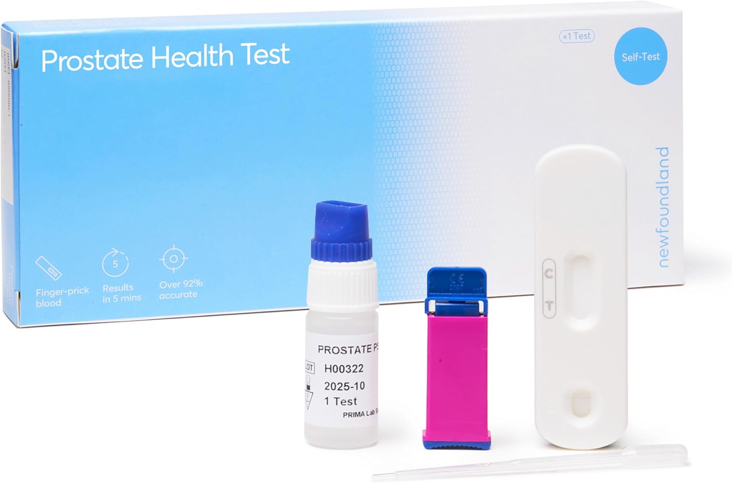 Newfoundland Prostate Test Kit-Home Self-Test for Prostate Health -Accurate & Rapid Result in Under 5 Minutes - Detect Prostate Specific Antigen (PSA) -Certified by CE Single Person Test Kit