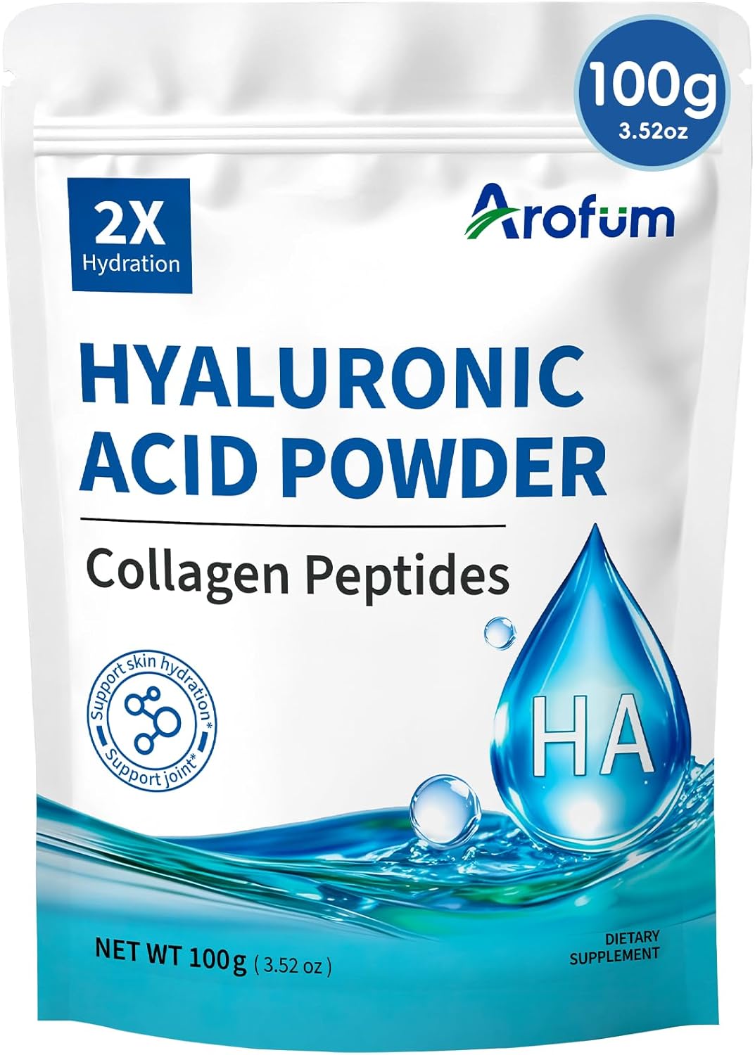 Hyaluronic Acid Powder, with Collagen Peptides – DIY Hydrating Serum & Skincare Ingredient, Clean Formula, Gluten-Free, No Preservatives – 100g / 3.52oz
