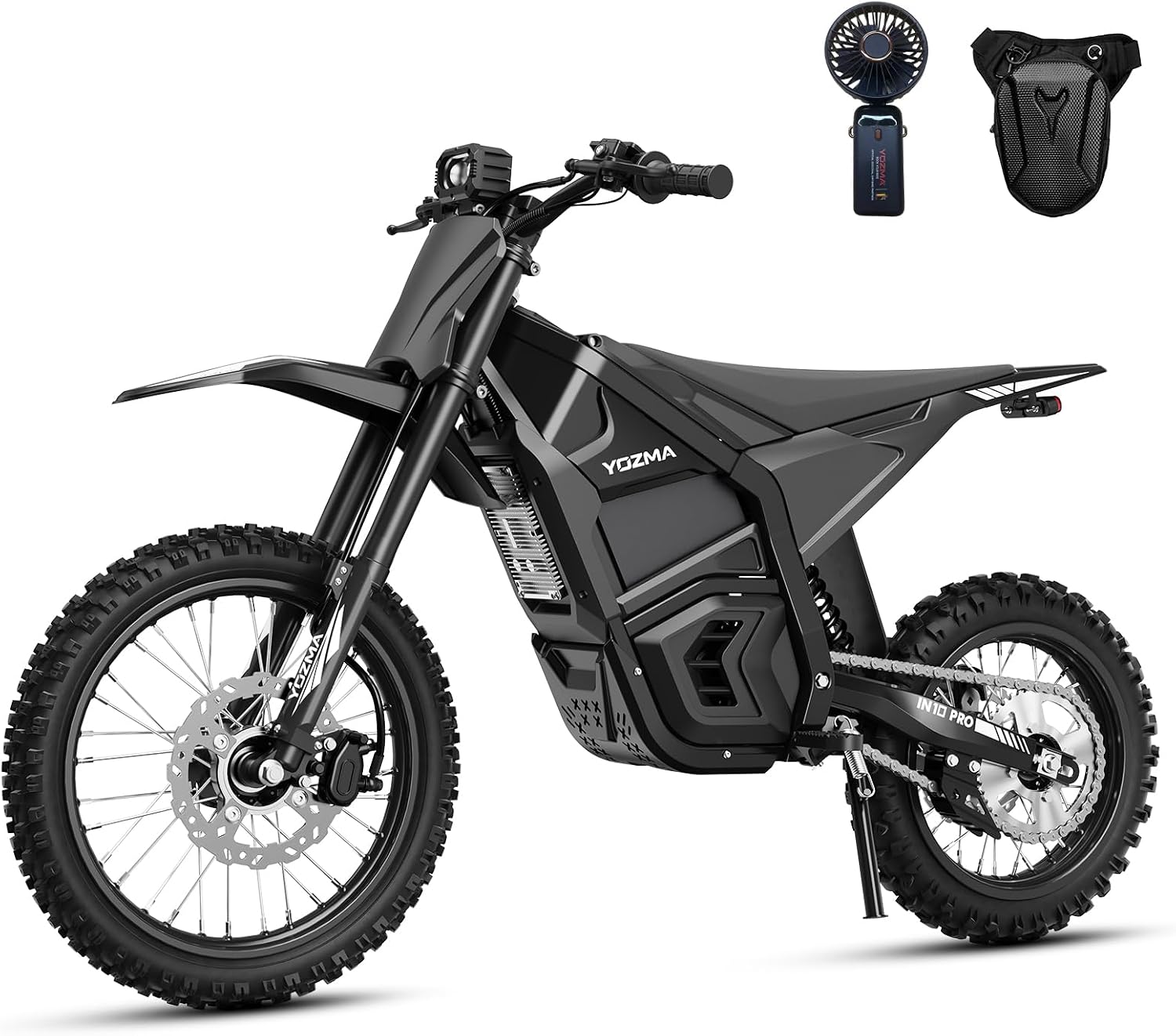 Yozma IN10 Pro Electric Dirt Bike, 5500W, 50MPH, 60 Mi Range, 17"/14" Tires | 60V 27Ah Battery with BMS,Features Hydraulic Brakes & Dual Shock Absorption for Mud, Rocks, & Off-road Fun.