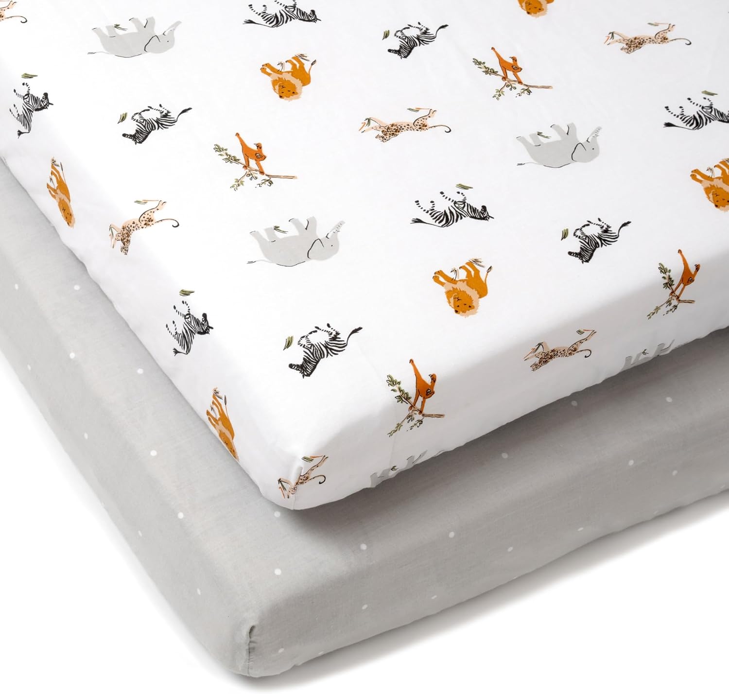Clair de Lune Jungle Dream 2 Pack Fitted Cot Bed Sheets - 140 x 70 cm