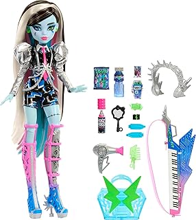 Monster High Doll, Amped Up Frankie Stein Rockstar with Instrument & Performance-Themed Accessories Like Headphones