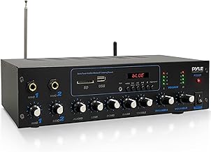 Pyle Professional Powered Amplifier & Bluetooth Receiver Stereo Audio System, FM Radio, (2) 1/4'' Microphone Input Jacks, MP3/USB/SD/AUX Playback, LCD Display ID3 Tag Readout 600 Watt - PT506BT.5