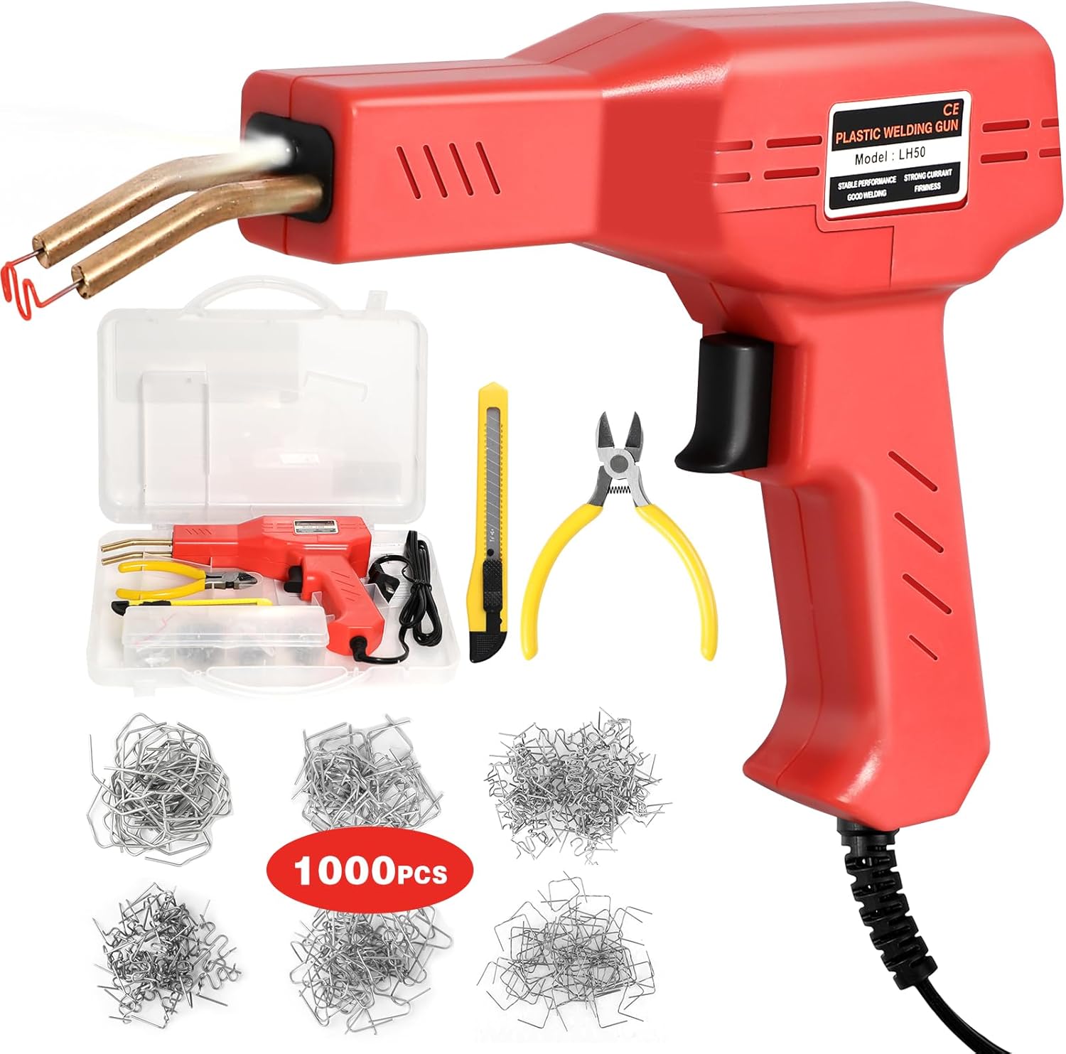 ATOLS Plastic Welder, 1000PCS Staples, Plastic Welding Kit, Hot Stapler Kit, Plastic Welder Gun Kit, Car Bumper Repair Kit, Plastic Repair Kit