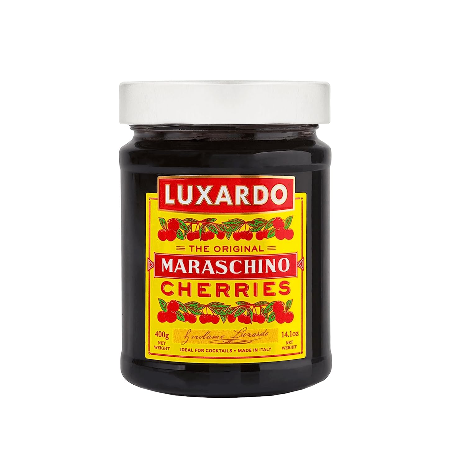 Luxardo Gourmet Cocktail Maraschino Cherries | for Old Fashioned, Manhattan and Desserts | Packed in Special Protective Bubble, 400G Jar