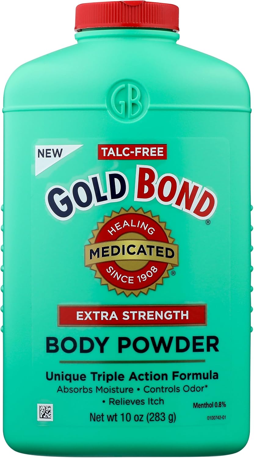 Gold Bond Medicated Talc-Free Extra Strength Body Powder, 10 oz., for Cooling, Absorbing Itch Relief