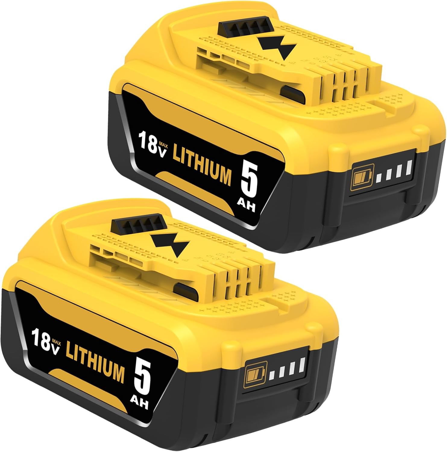 2 Pack 5000mAh Replacement for dewalt battery 18V for dewalt battery DCB184 DCB180 DCB181 DCB182 DCB200 DCB201 DCB204 with LED Indicator