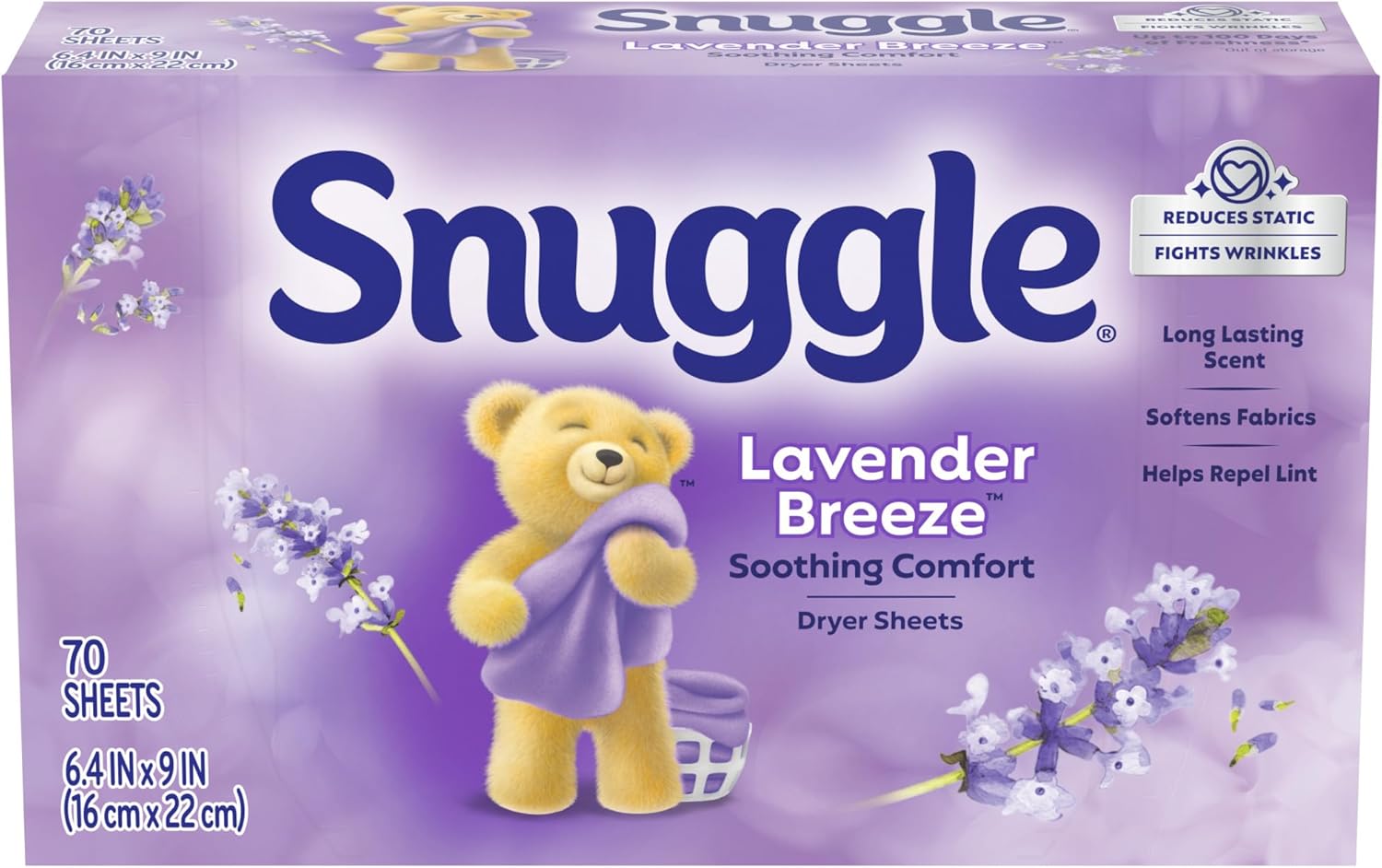 Snuggle Fabric Softener Dryer Sheets, Lavender & Vanilla Orchid, 70 Count