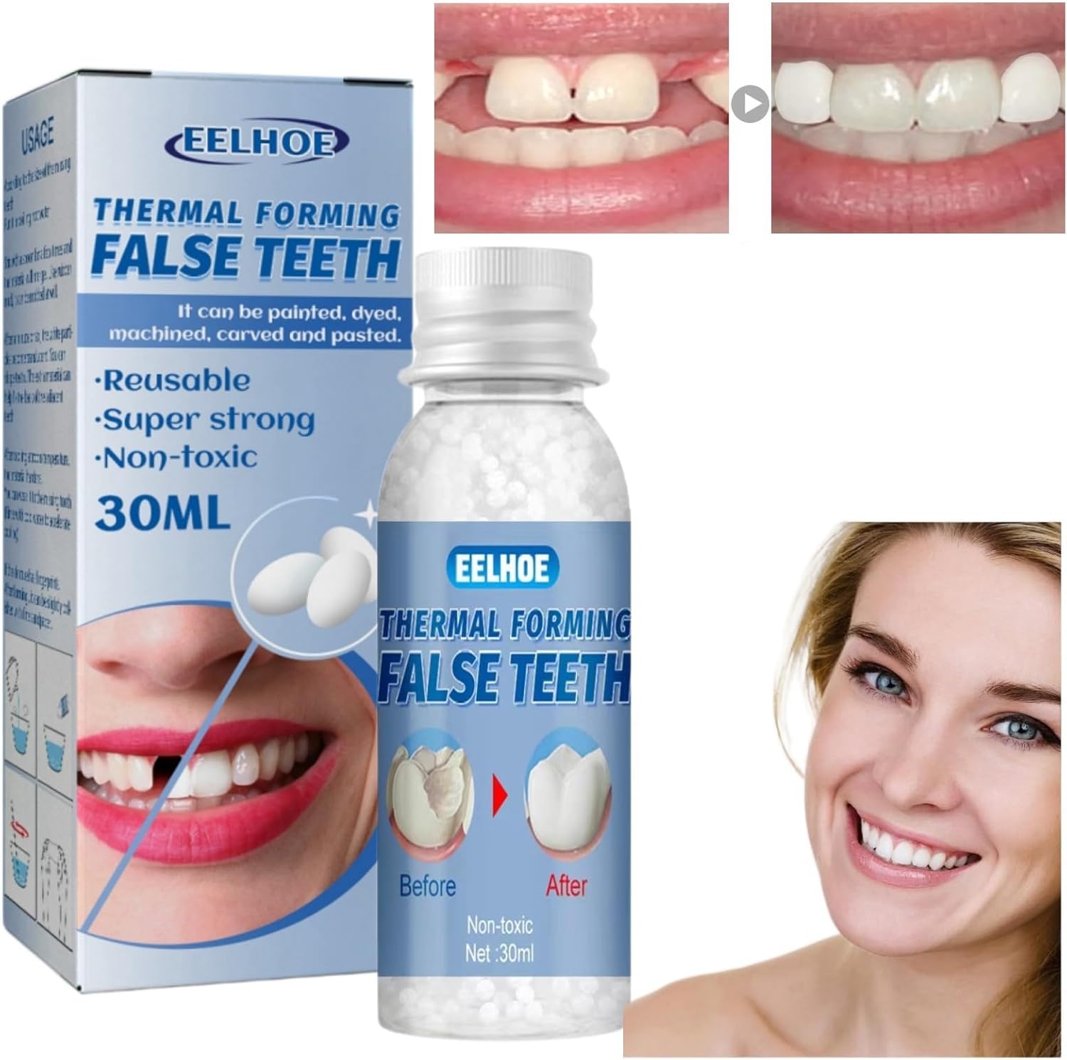Temporary Tooth Filling,Tooth Filling Repair Kit,Tooth Repair Beads,Missing Tooth Replacement Kit,Moldable False Teeth for Fixing,Filling Missing Broken Tooth,Dental Repair Kit Filling for Fake Teeth