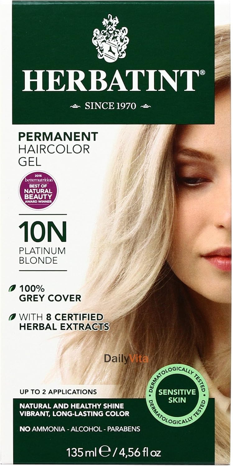 Permanent Herbal HairColor Gel, 10N Platinum Blonde - Herbatint