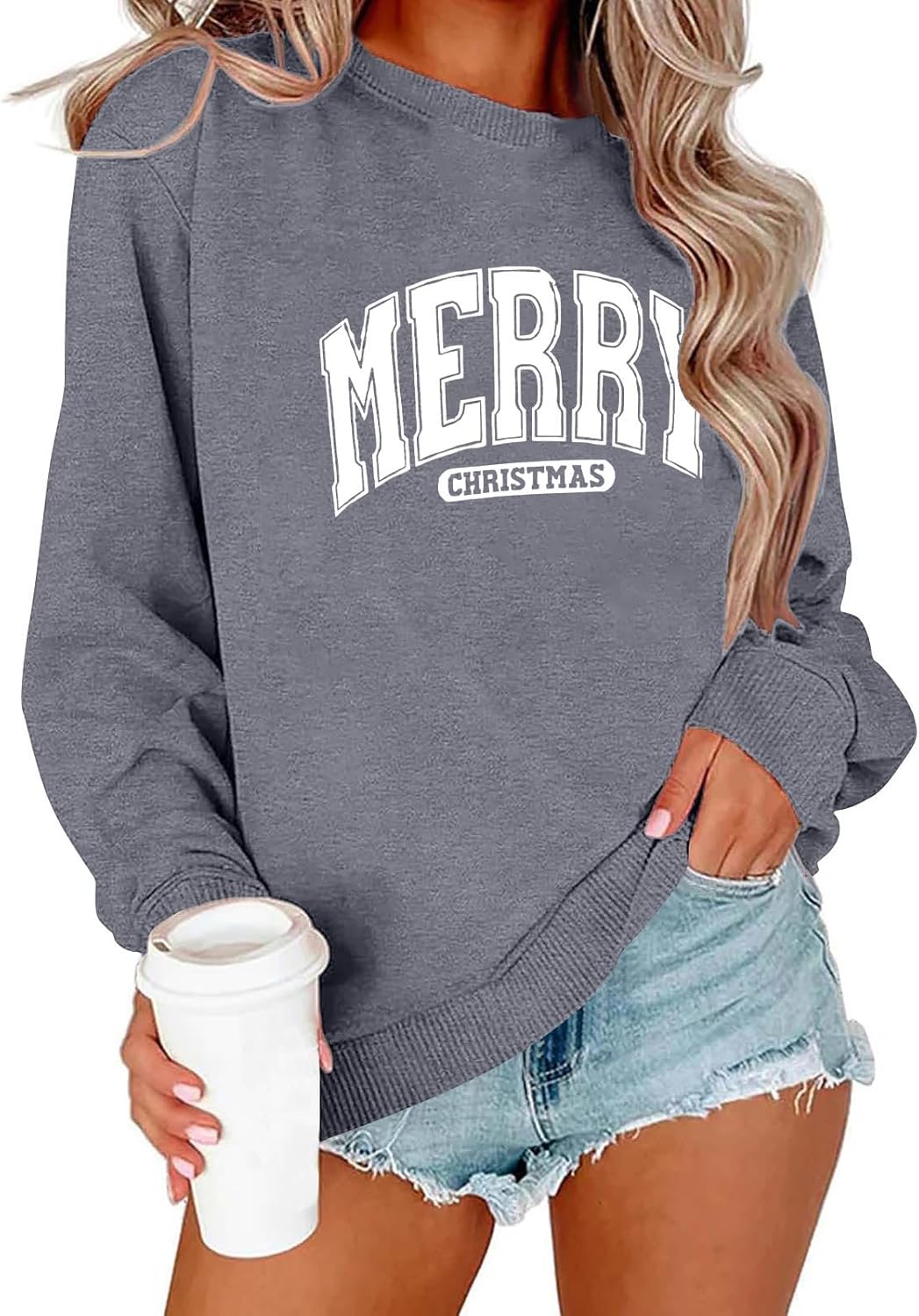 Christmas Sweatshirt for Women Ugly Christmas Sweater Cute Long Sleeve Crewneck Pullover Tops for Fall Winter Outfits