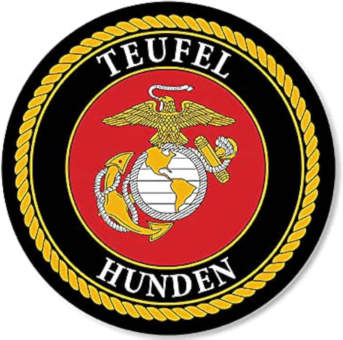 Round Teufel Hunden Sticker (US Marine Corps Vinyl Decal (3 inch) USMC Licensed